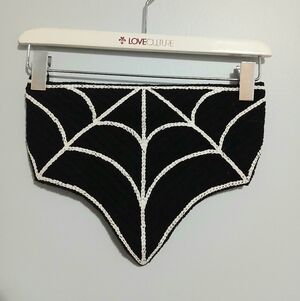 Unbranded Black Crochet Crop Top with White Trim